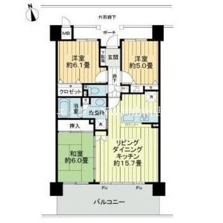 岡山駅 バス25分  福浜校前下車：停歩5分 5階の物件間取画像